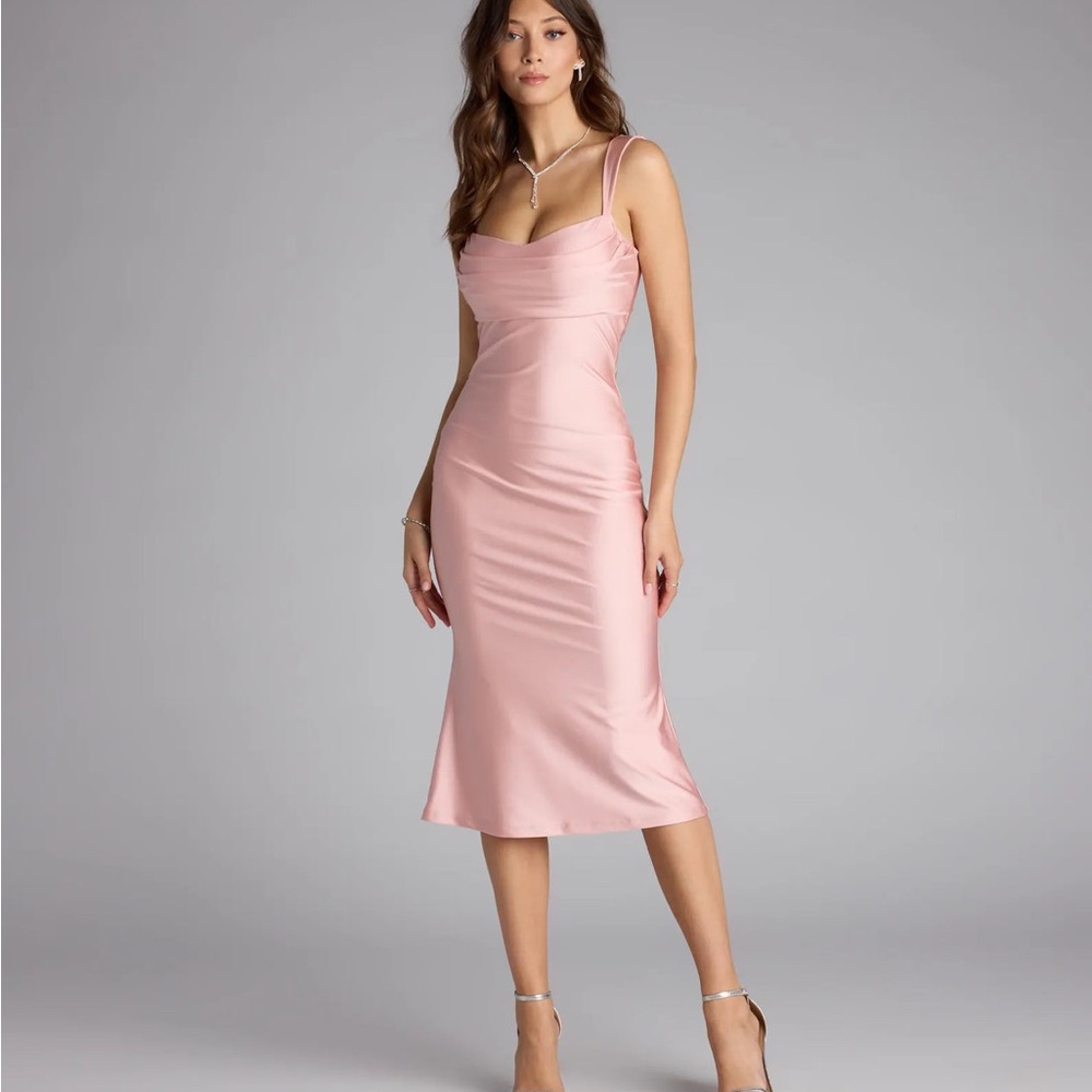 Elegant Pink Satin Dress